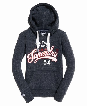 Superdry Vintage Goods Női Kapucnis Pulóver Sötétkék/Fehér | WNFYT7240